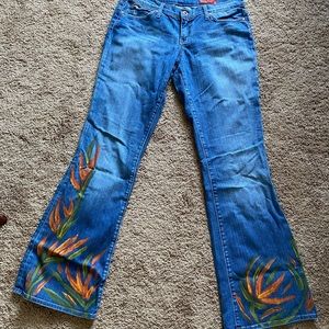 Hand painted/signed flare Blue 2 jeans